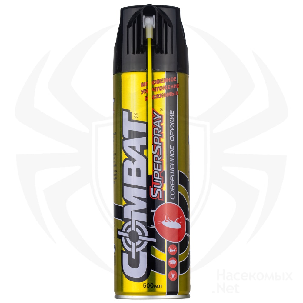 Combat (Комбат) Super Spray аэрозоль от клопов, тараканов, блох, муравьев, мух, кожеедов, пауков, 500 мл