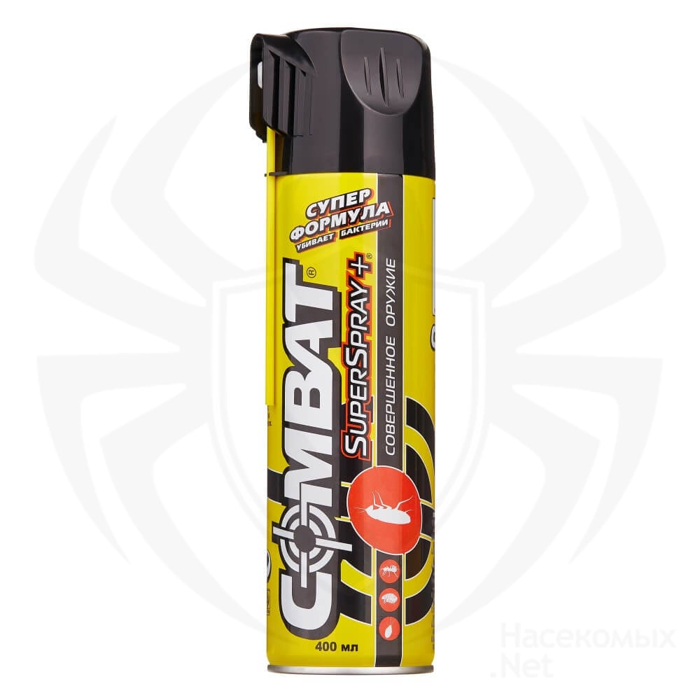 Combat (Комбат) Super Spray Plus аэрозоль от клопов, тараканов, блох, муравьев, моли, кожеедов, пауков, 400 мл