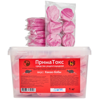 ПримаТокс отрава от грызунов, крыс и мышей (мягкие брикеты) (какао-бобы), 1 кг