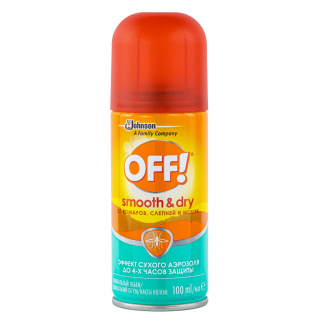 OFF! (Офф) Smooth & Dry аэрозоль от комаров, слепней, мошки (сухое распыление), 100 мл