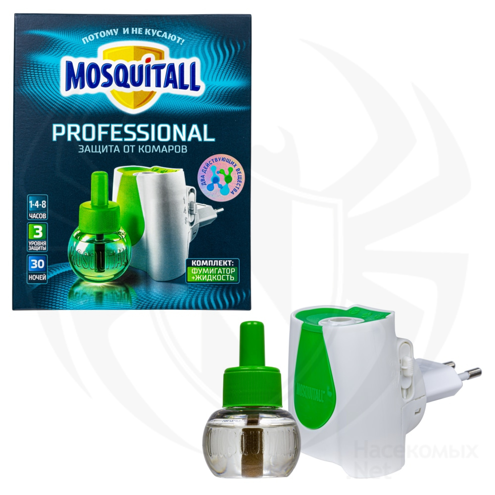 Mosquitall (Москитол) "Профессиональная защита" электрофумигатор и жидкость от комаров (30 ночей), 1 шт. Фото N4