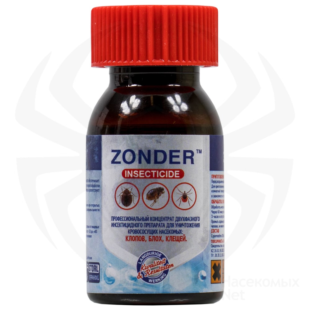 Zonder Red (Зондер) средство от клопов, тараканов, блох, муравьев (ПЭТ), 50 мл. Фото N2
