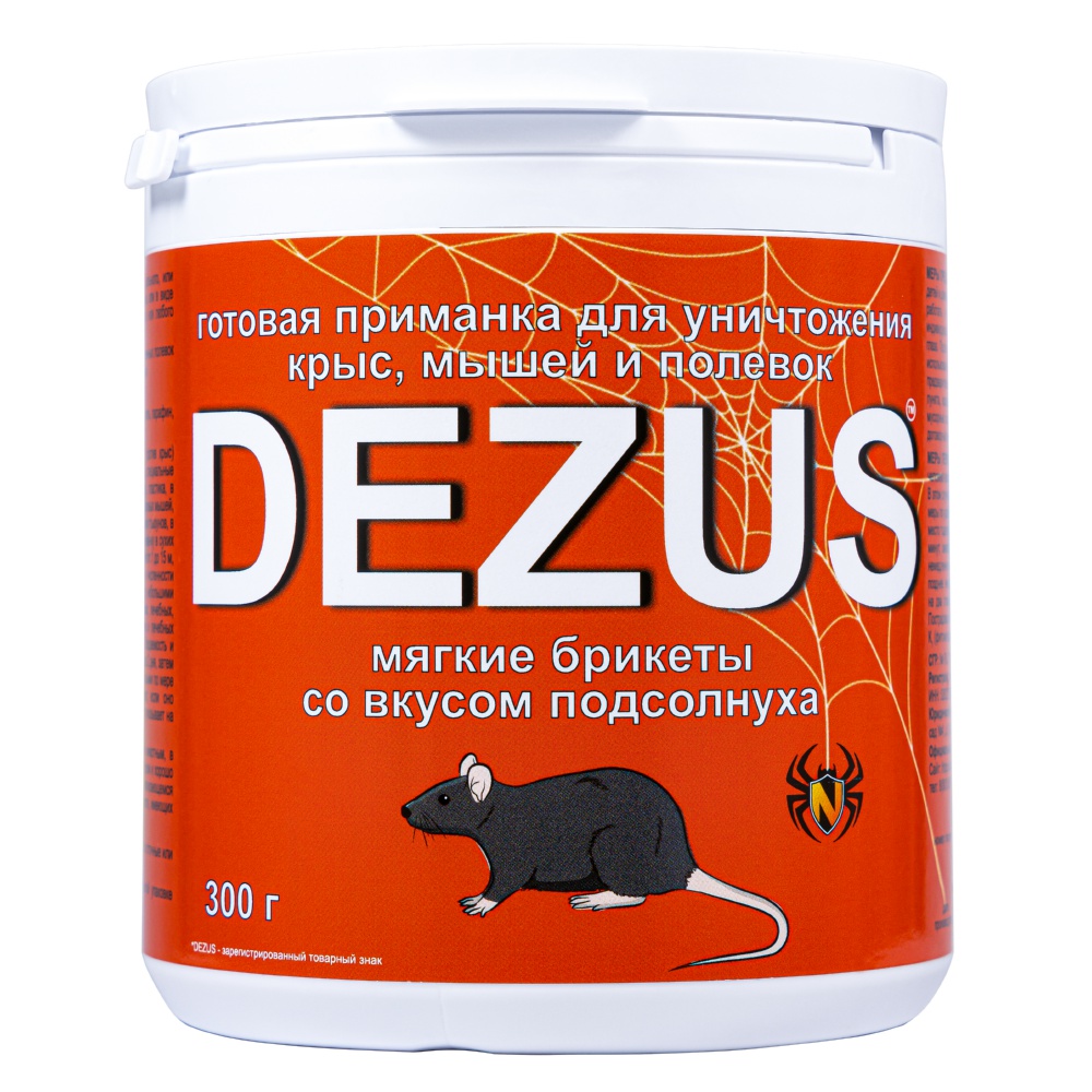Dezus (Дезус) приманка от грызунов, крыс и мышей (мягкие брикеты) (жареные семечки), 300 г