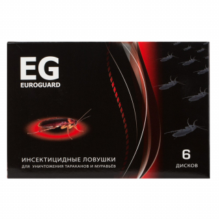 EG euroguard (Еврогард) инсектицидные ловушки от тараканов и муравьев, 6 шт
