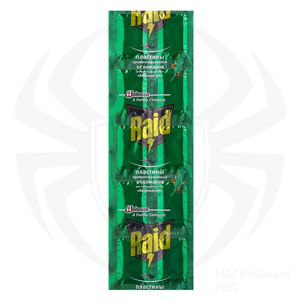 Raid (Рэйд) пластины от комаров (хвойный лес) (зеленые), 10 шт