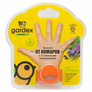 Gardex (Гардекс) Baby браслет от комаров с 3 сменными картриджами (для детей), 1 шт