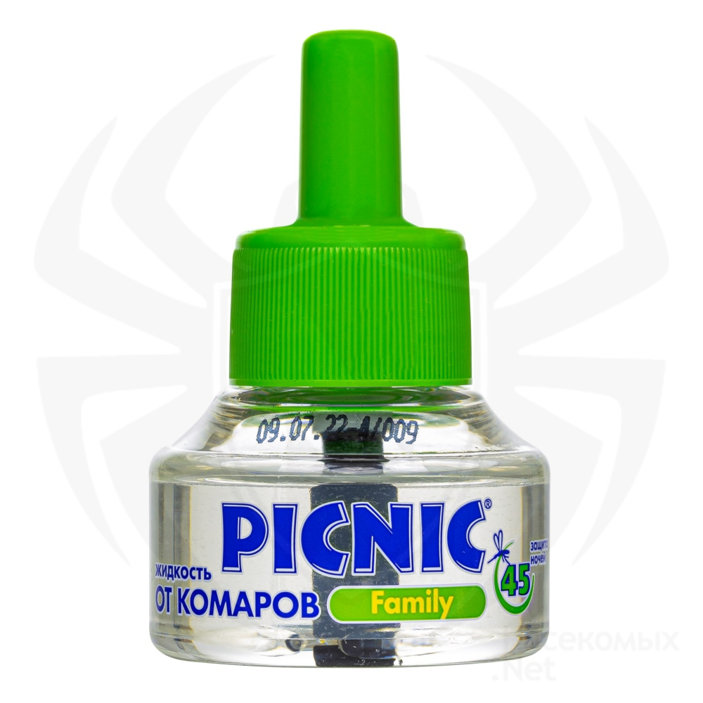 Picnic (Пикник) Family электрофумигатор и жидкость от комаров (45 ночей), 30 мл. Фото N5