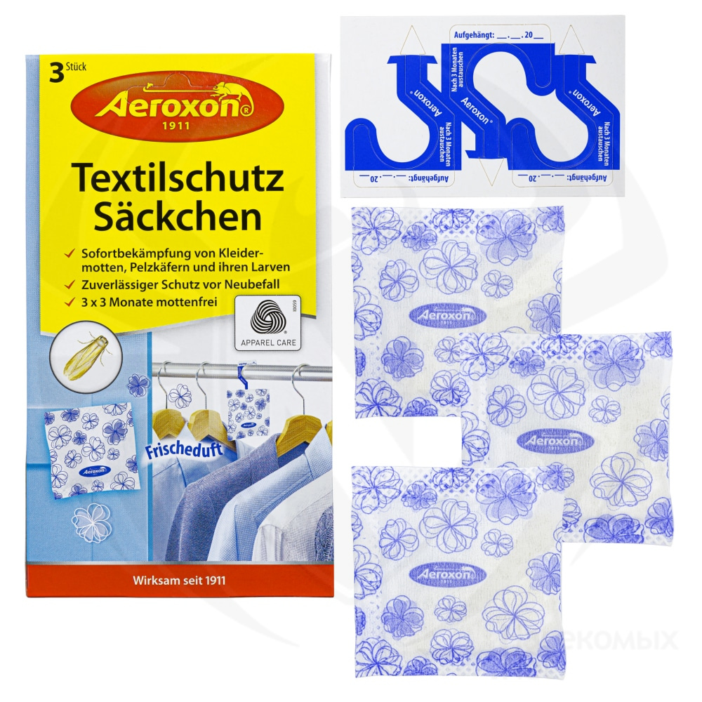 Aeroxon (Аэроксон) Textilschutz Sackchen подвесные мешочки для защиты от моли (цветы), 3 шт. Фото N6