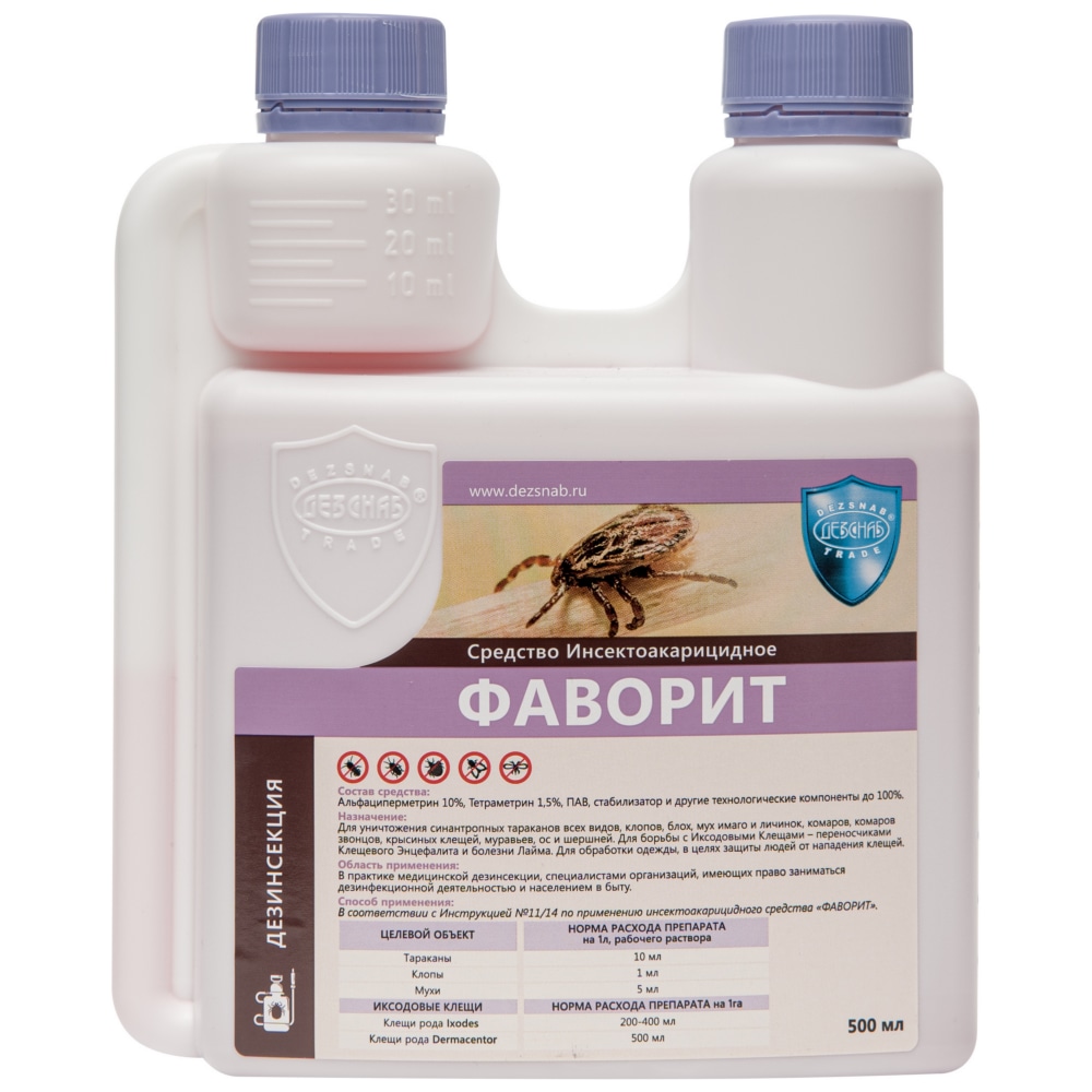 Фаворит средство от клопов, тараканов, блох, муравьев, комаров, мух, клещей, ос, 500 мл