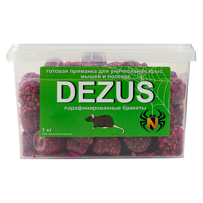 Dezus (Дезус) приманка от грызунов, крыс и мышей (парафинированные брикеты), 1 кг