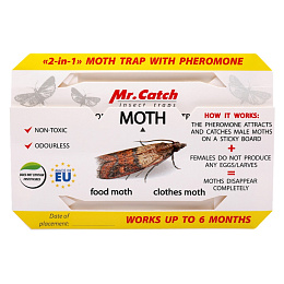 Mr.Catch (Мистер Кэтч) клеевая ловушка для отлова пищевой и одёжной моли с феромоном, 4 шт. Фото N2