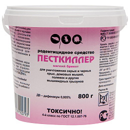 Песткиллер приманка от грызунов, крыс и мышей (ведро) (мягкие брикеты), 800 г