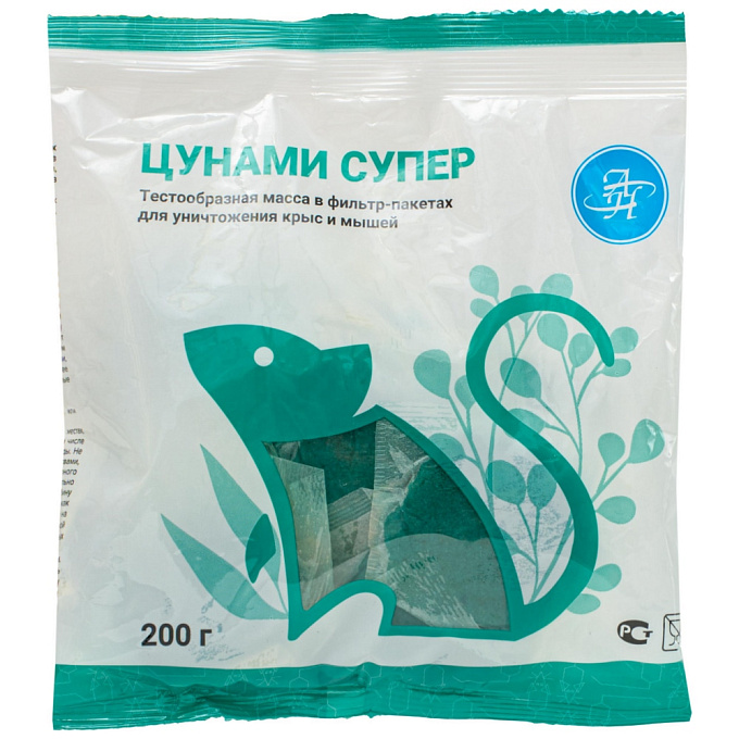 Цунами Супер приманка от грызунов, крыс и мышей (мягкие брикеты), 200 г