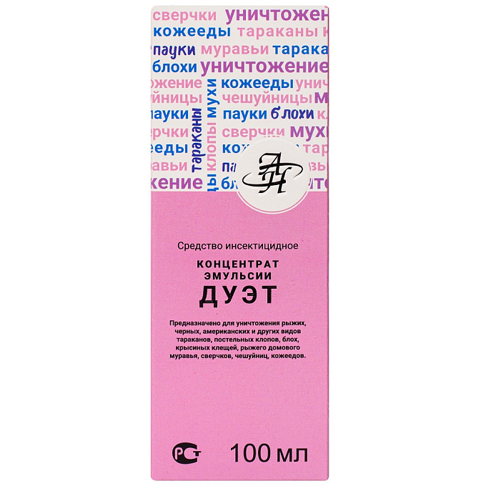 Дуэт средство от клопов, тараканов, блох, муравьев, комаров, мух, 100 мл. Фото N3