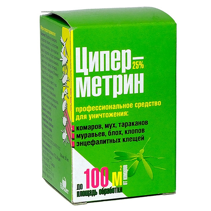 Циперметрин 25 средство от клопов, тараканов, блох, муравьев, мух, комаров, клещей, 50 мл. Фото N2